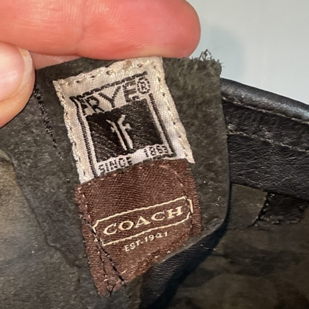 Frye x Coach Collab Knee Boots w Low Key Monogram/Logos - Picture 14 of 15
